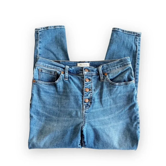 Madewell 9” Midrise Skinny Crop‎ Women’s Size 32 Button Fly Light Wash Stretch - Picture 1 of 10